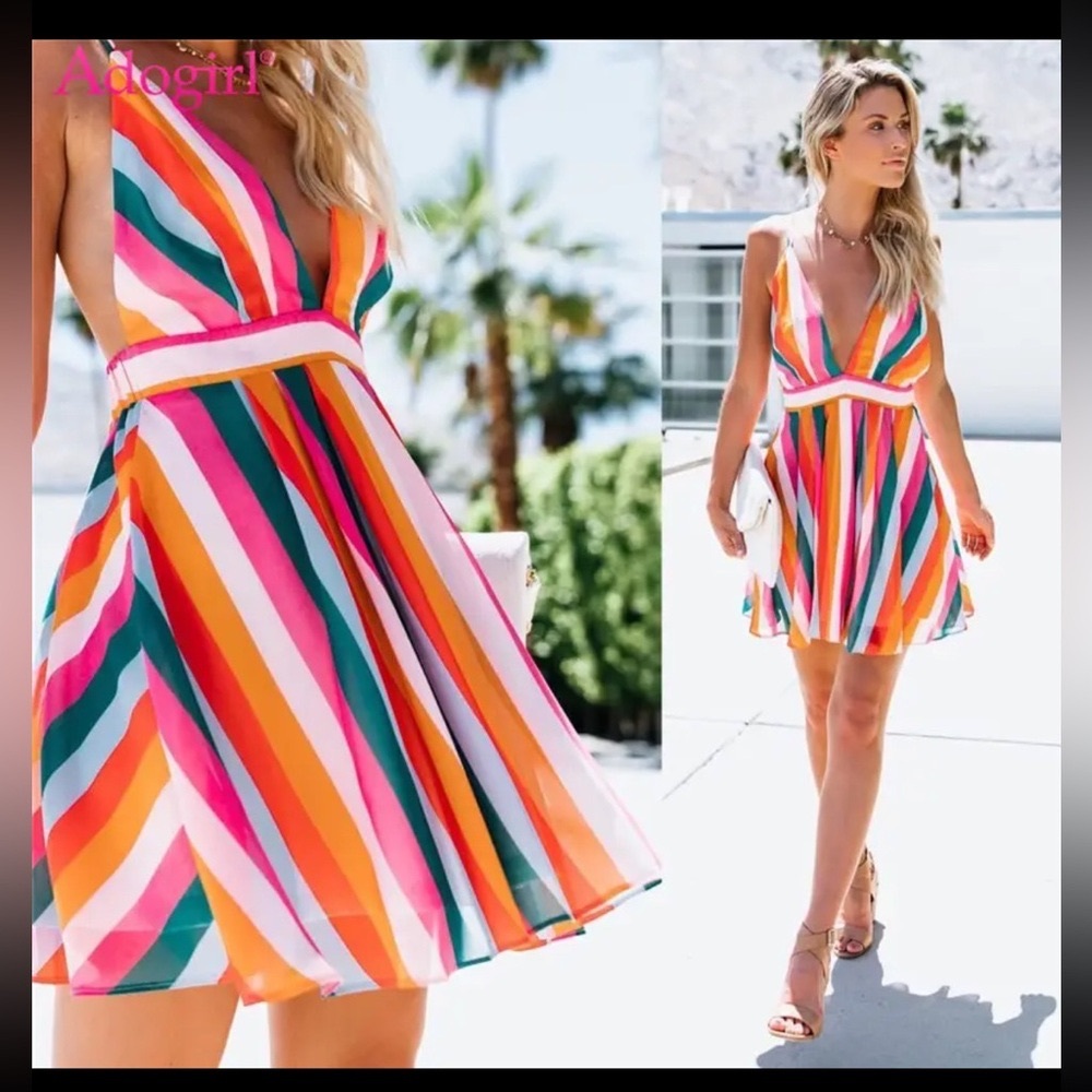 Rainbow flow mini dress